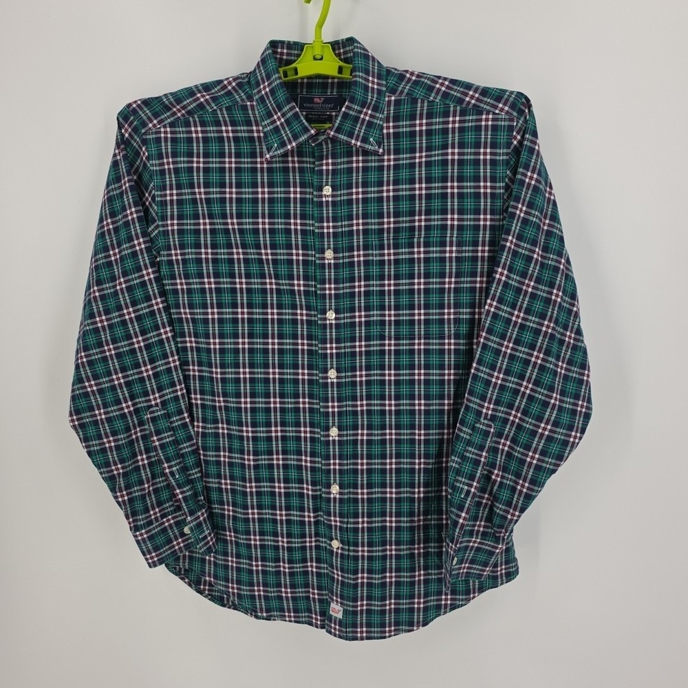 Vineyard‎ Vines Men's Green, Blue, Red Check LS Murray Shirt 100% Cotton Size M
